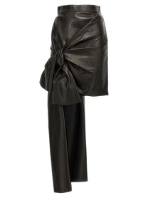 MCQUEEN - MCQUEEN - Maxi bow leather skirt - Women’s Clothing