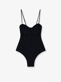 Mc2 Saint Barth Women's Medea One Piece Lurex Fabric Swimsuit Blue