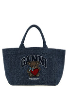 Ganni Medium Bear Shopping Bag Blue