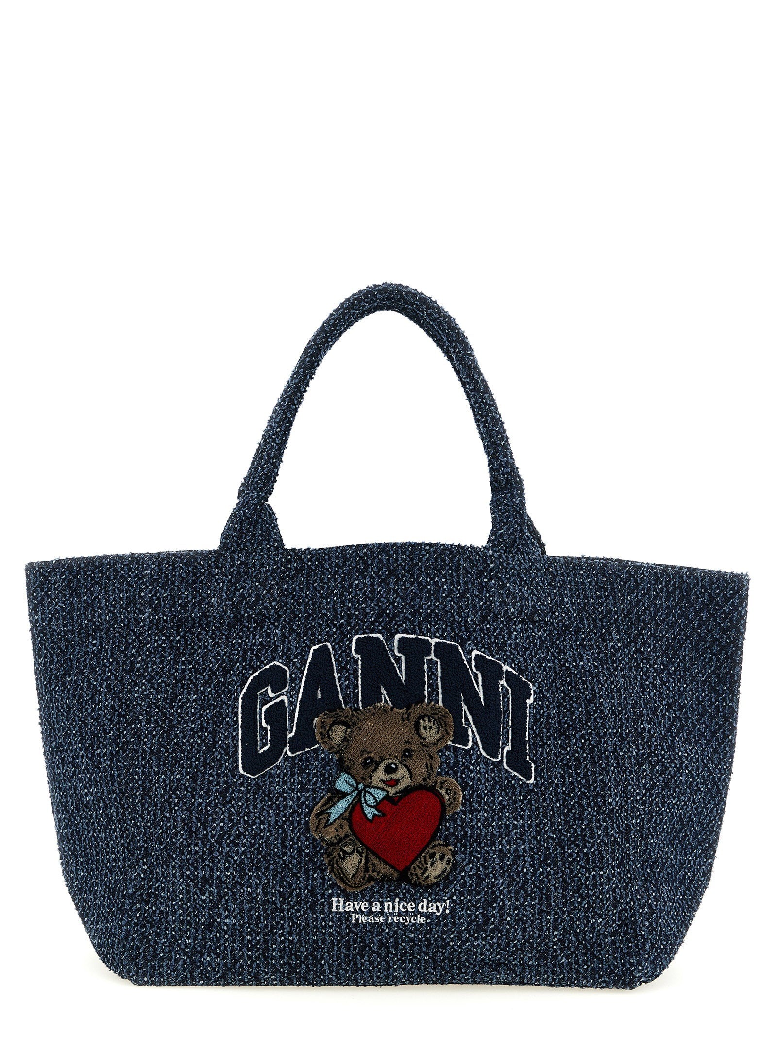 Ganni Medium Bear Shopping Bag Blue