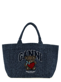 Ganni Medium Bear Shopping Bag Blue