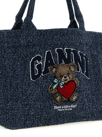 Ganni Medium Bear Shopping Bag Blue