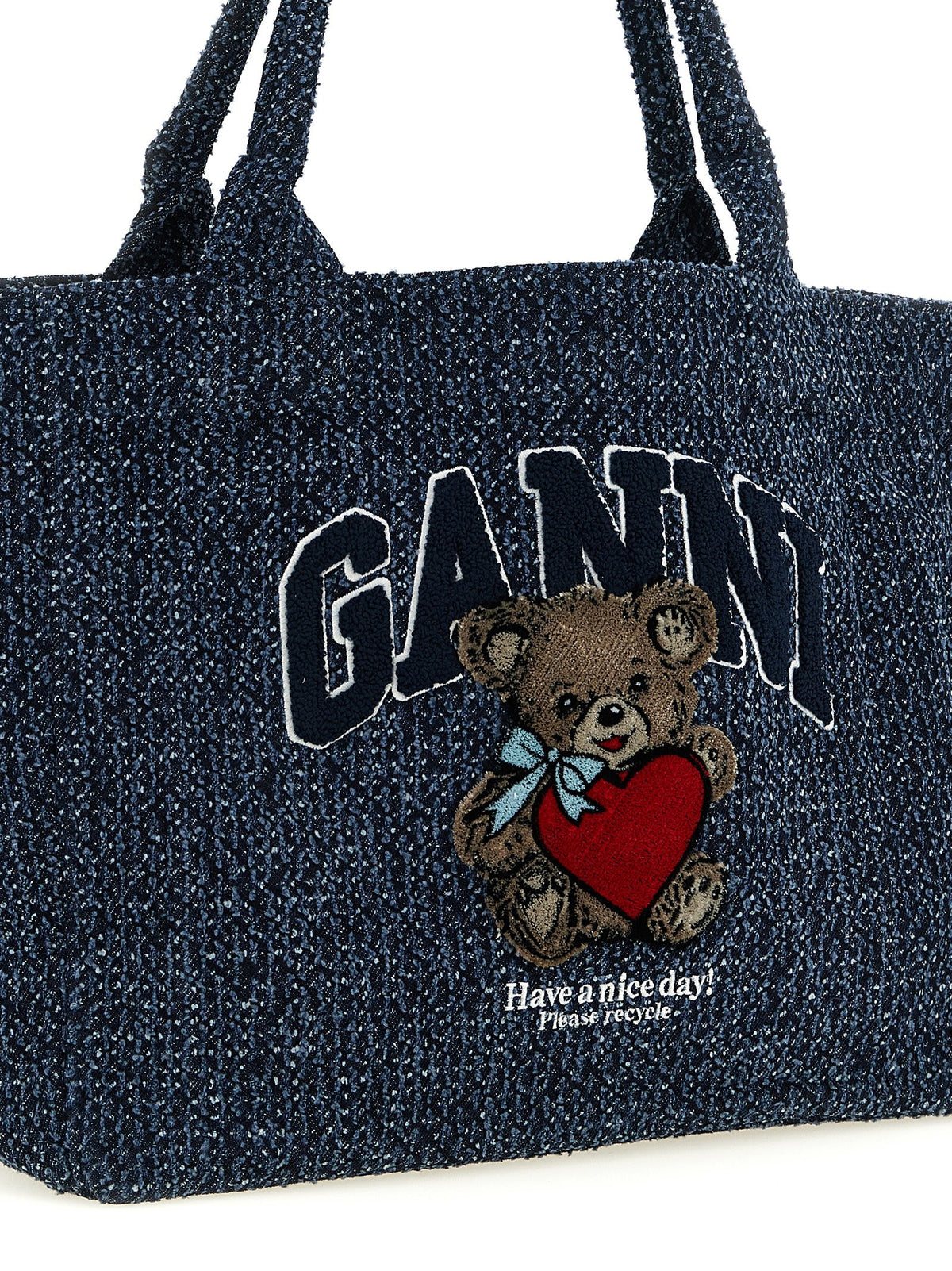 Ganni Medium Bear Shopping Bag Blue, view 3