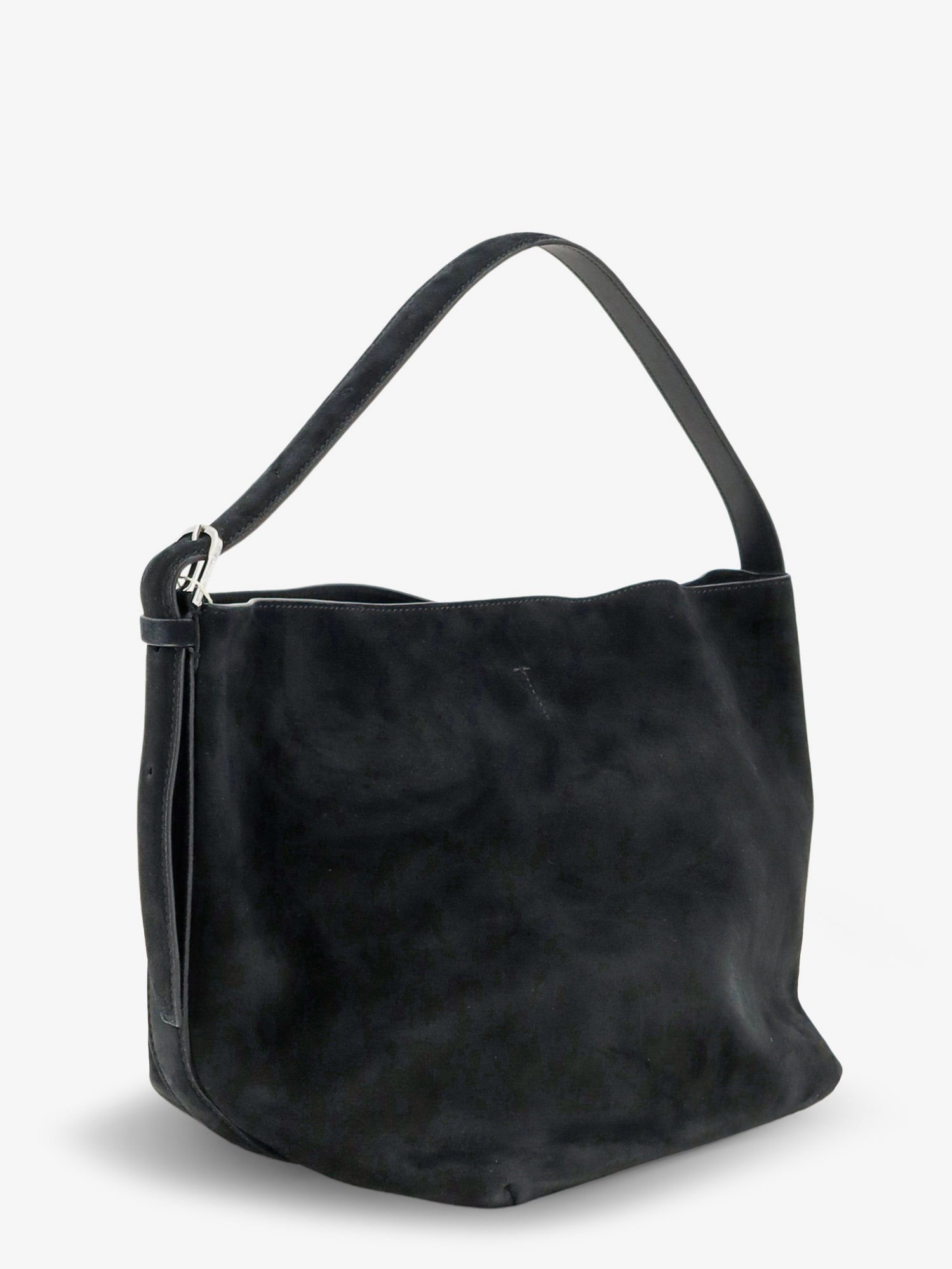 Toteme Women's Medium Belted Suede Shoulder Bag Black