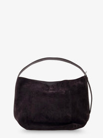 Toteme Women's Medium Belted Suede Shoulder Bag Brown, view 2