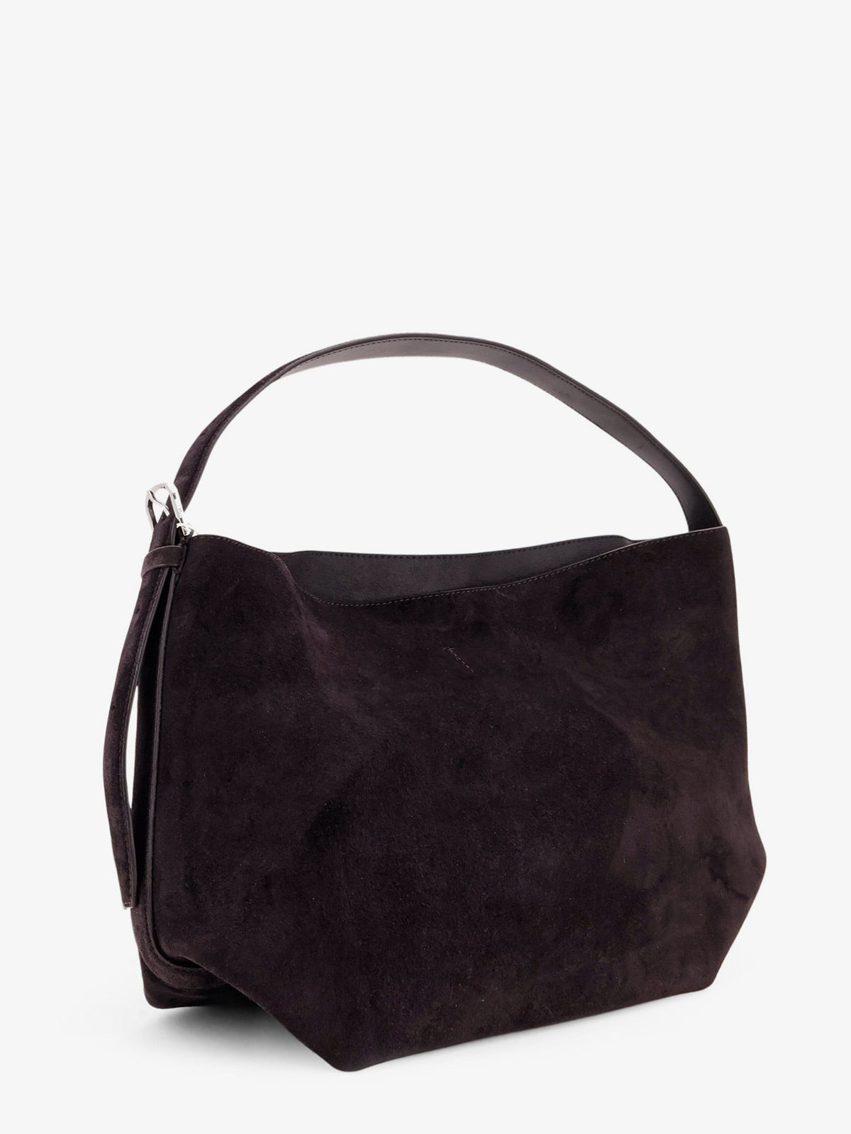 Toteme Women's Medium Belted Suede Shoulder Bag Brown, view 3