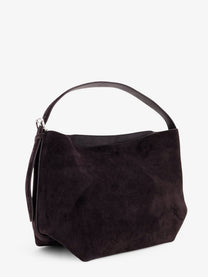 Toteme Women's Medium Belted Suede Shoulder Bag Brown, view 3