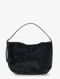 Toteme Women's Medium Belted Suede Shoulder Bag Black