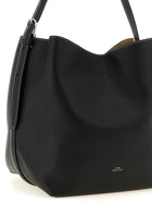 Toteme Women's Medium Belted Hammered Leather Shouder Bag Black, view 3