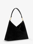 Toteme Women's Medium Bevel Suede Shoulder Bag Black, view 3