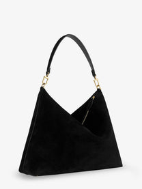Toteme Women's Medium Bevel Suede Shoulder Bag Black