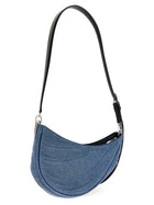 MUGLER Medium Denim Spiral Curve Shoulder Bag Blue, view 2