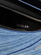 MUGLER Medium Denim Spiral Curve Shoulder Bag Blue, view 4