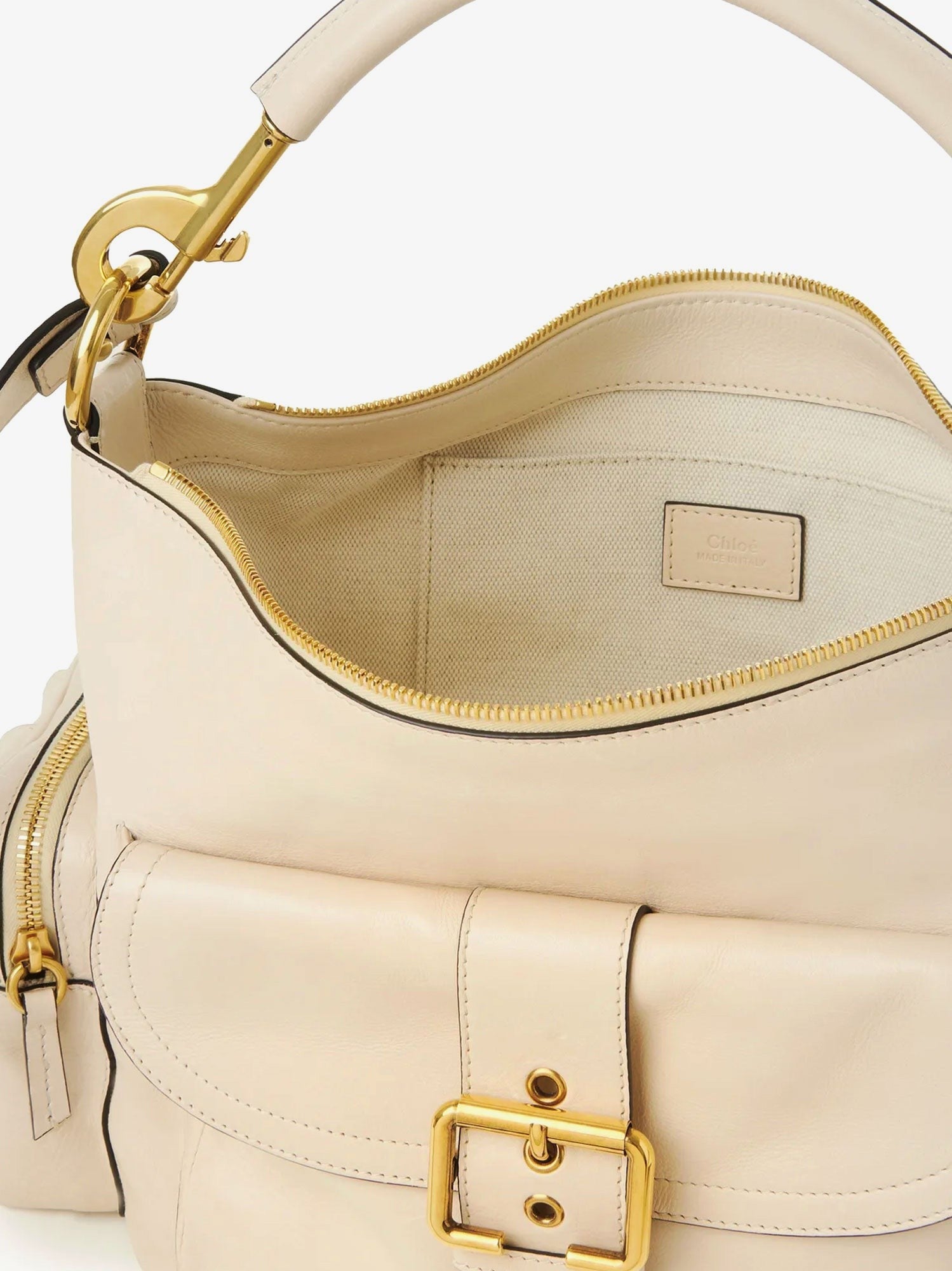 Chloé Women's Medium Double Carry Leather Shoulder Bag Beige