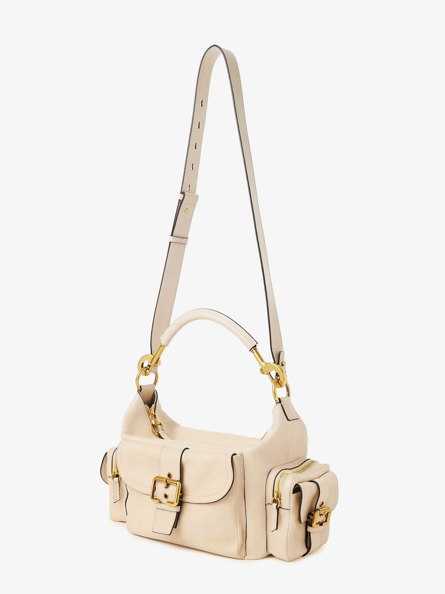 Chloé Women's Medium Double Carry Leather Shoulder Bag Beige