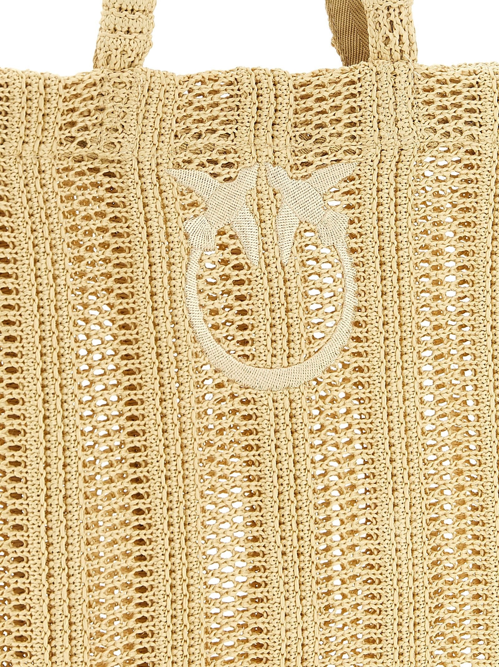 Pinko Medium Easy Tote Shopping Bag Beige