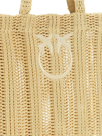 Pinko Medium Easy Tote Shopping Bag Beige