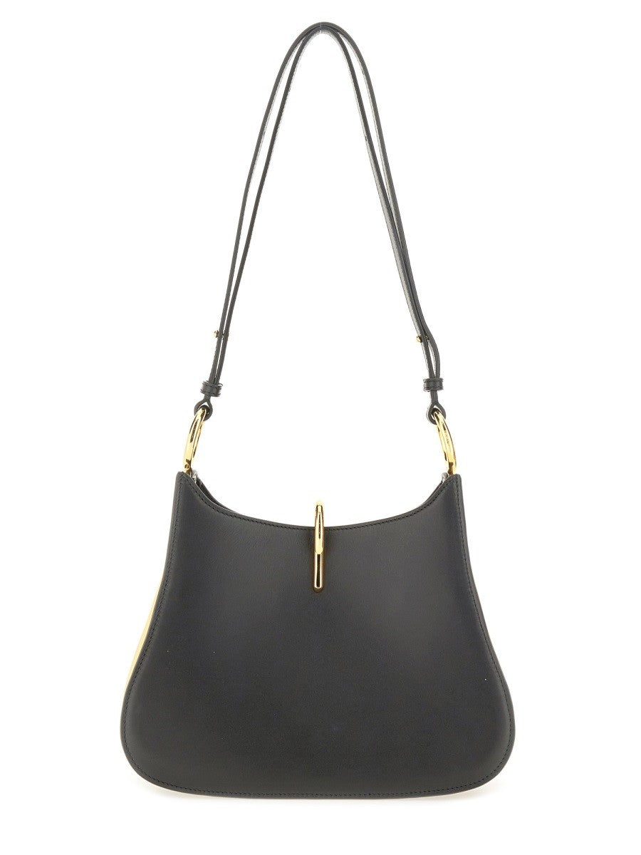Rabanne Women's Medium Leather Ring Bag Black, view 2