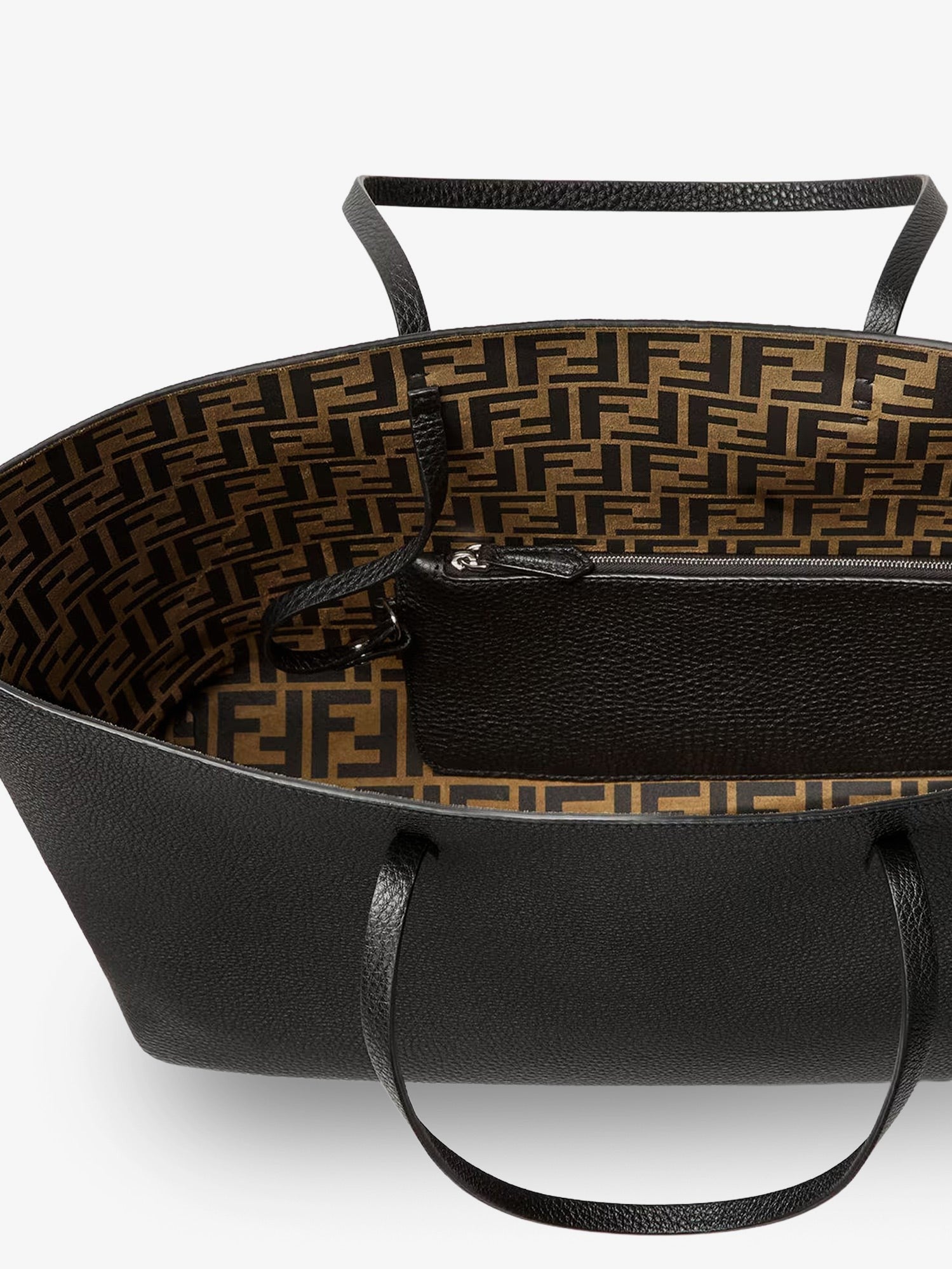 Fendi Women's Medium Leather Roll Shopping Bag Black