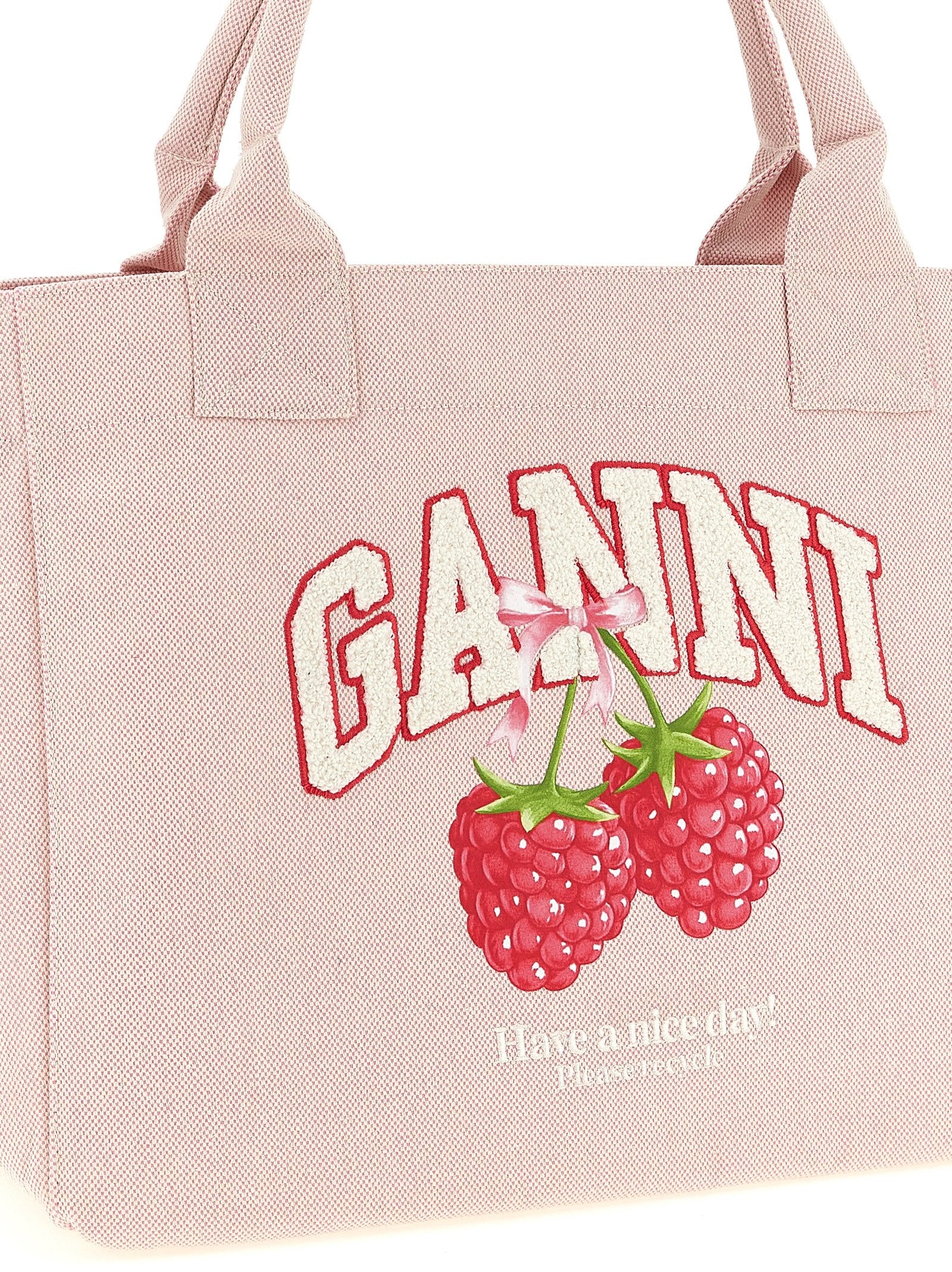 Ganni Medium Raspberry Shopping Bag Blue