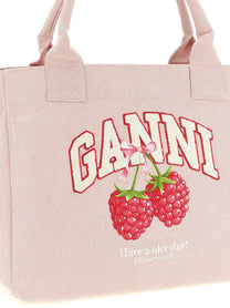 Ganni Medium Raspberry Shopping Bag Blue