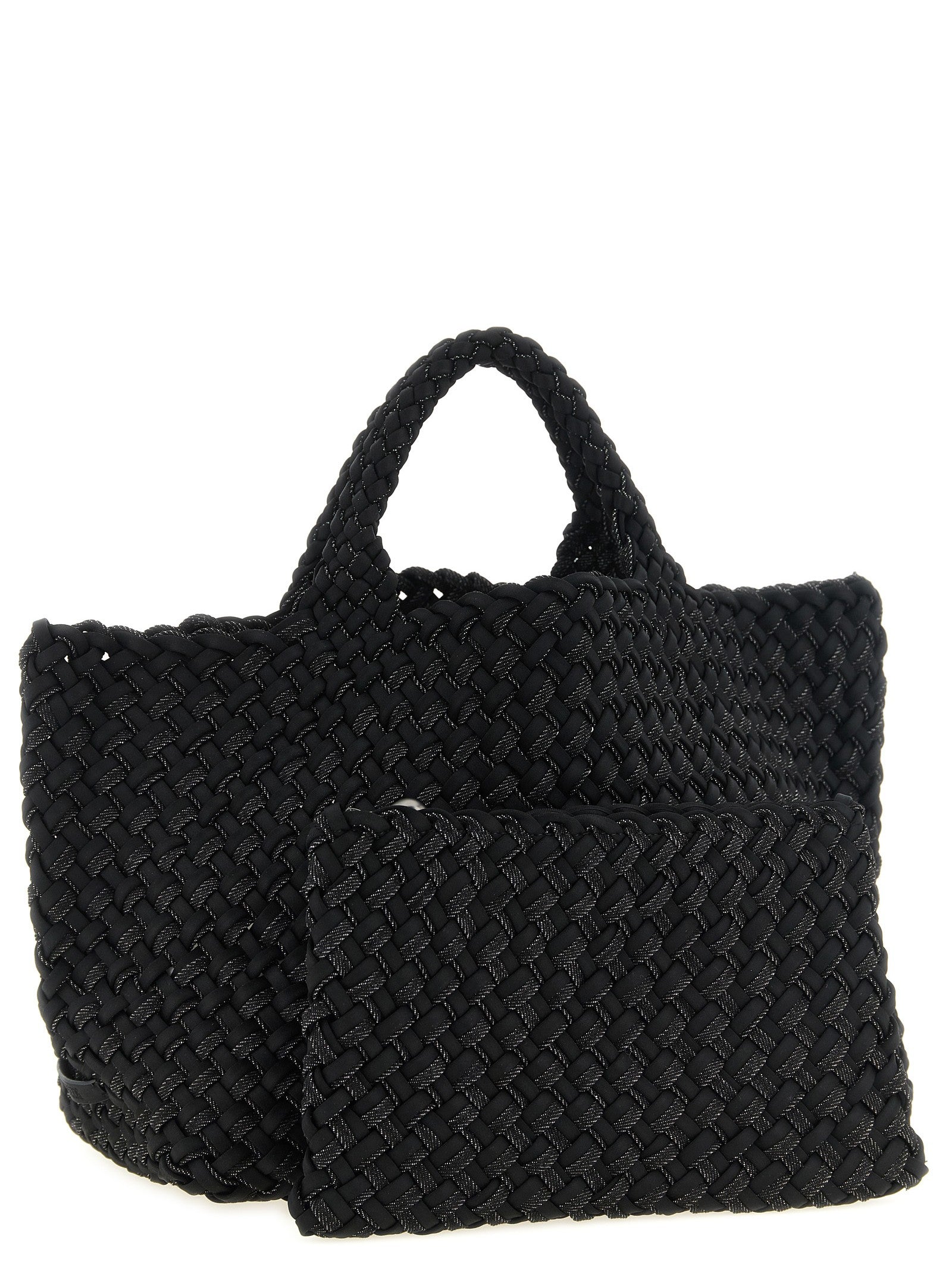 NAGHEDI Medium St Barths Double Weave Shopping Bag Black