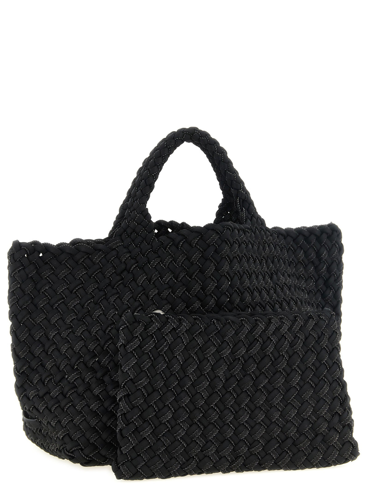 NAGHEDI Medium St Barths Double Weave Shopping Bag Black, view 3