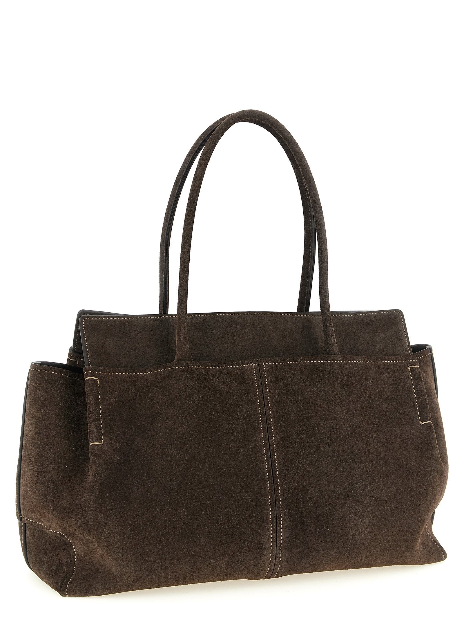 Tod's Medium Suede Shopping Bag Brown