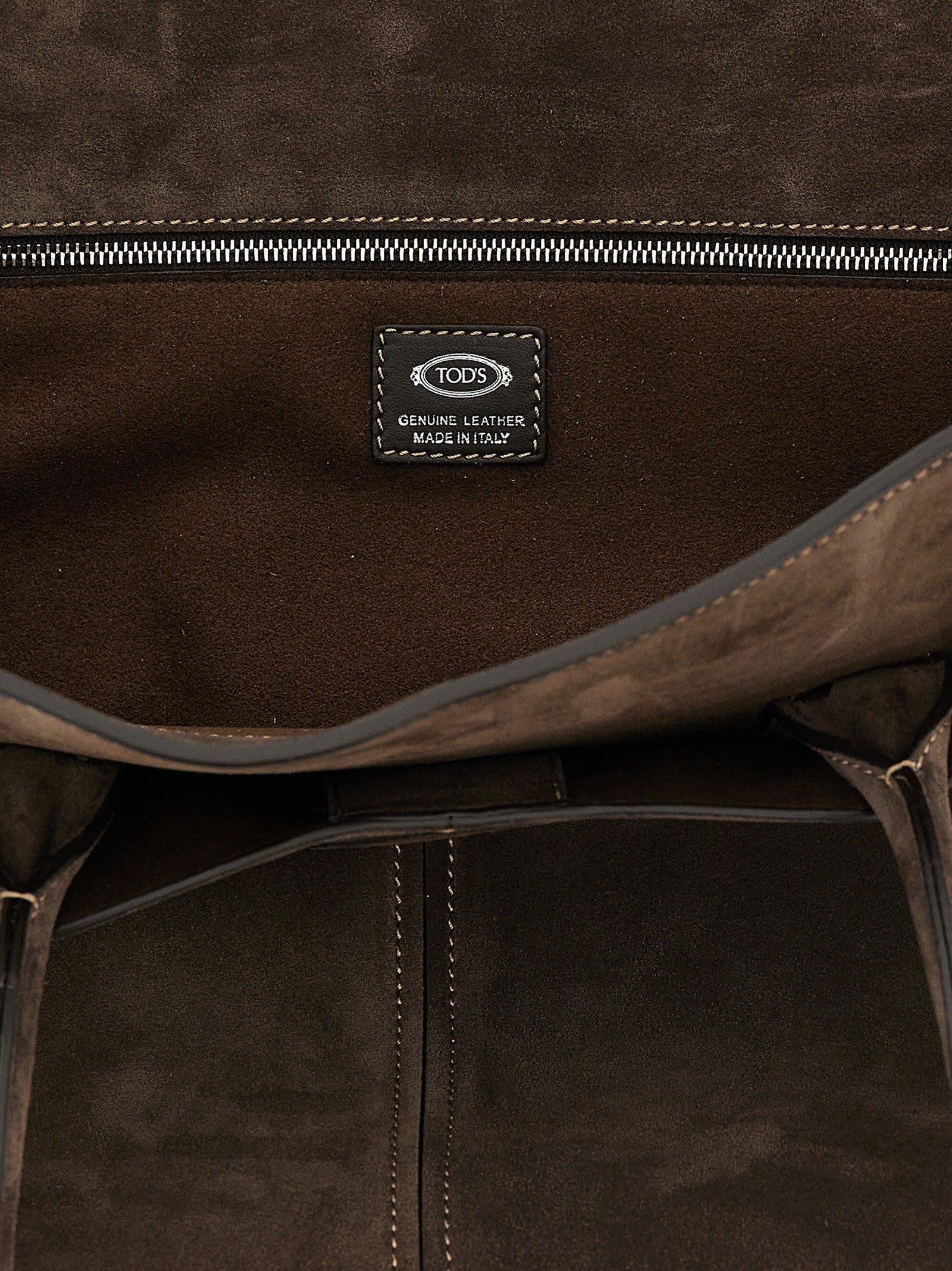 Tod's Medium Suede Shopping Bag Brown