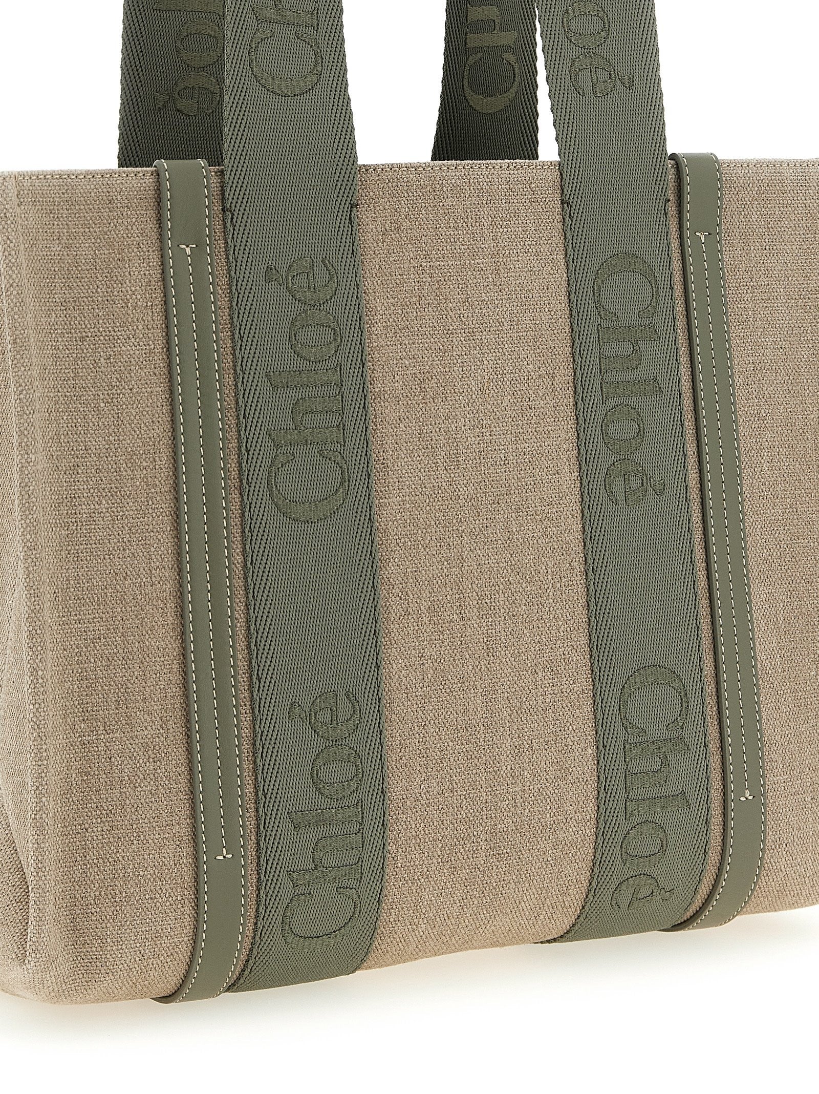Chloé Medium Woody Shopping Bag Green