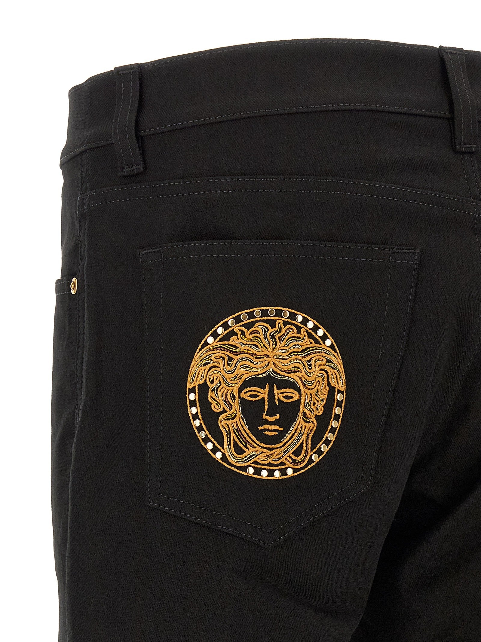 Versace Medusa Embroidery Jeans Black