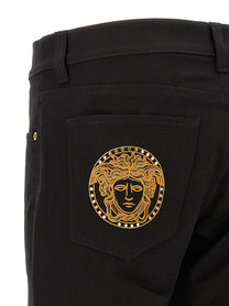 Versace Medusa Embroidery Jeans Black