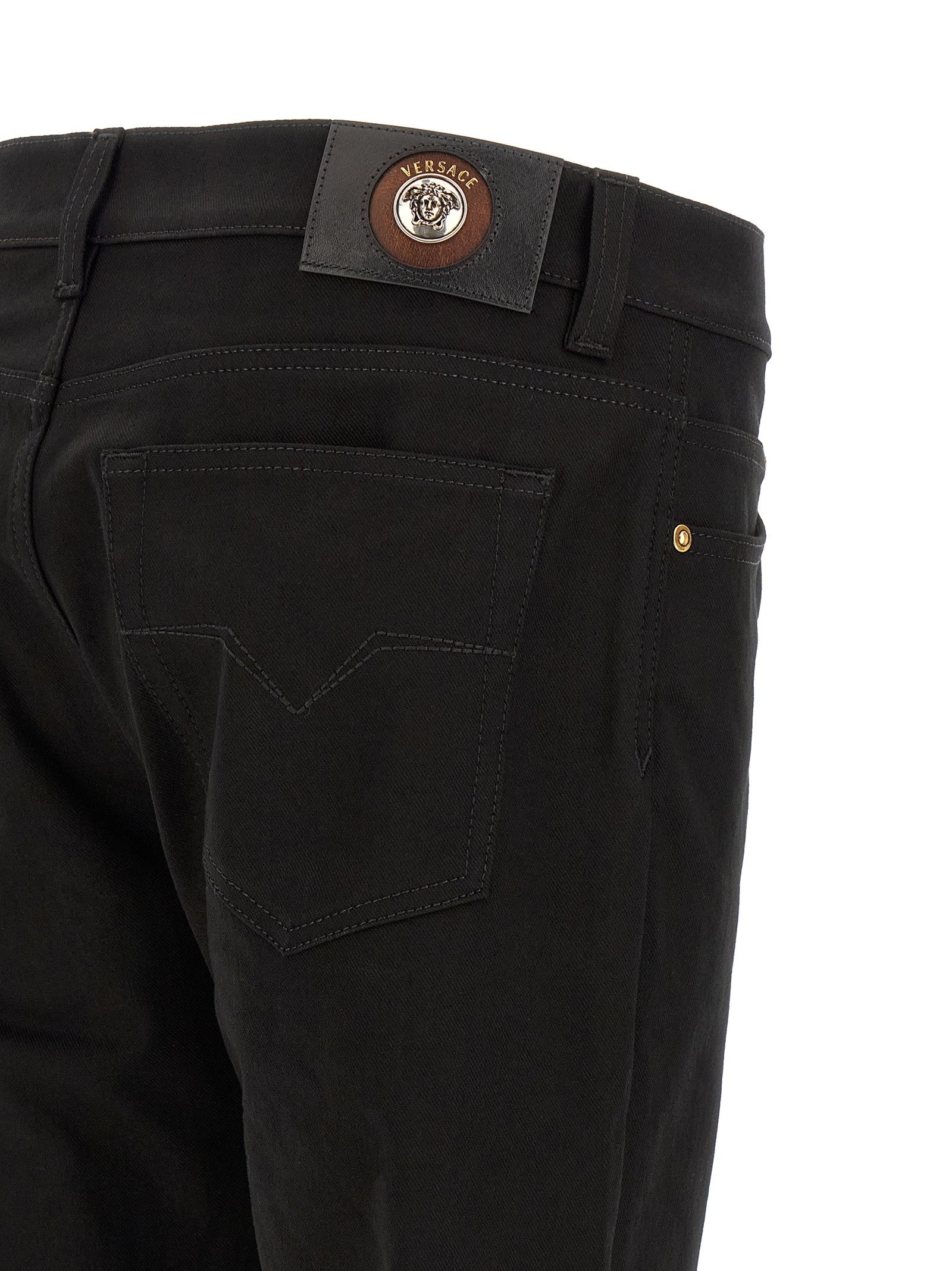 Versace Medusa Embroidery Jeans Black