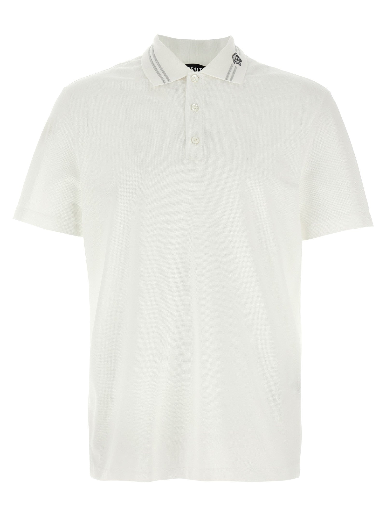 Versace Medusa Embroidery Polo Shirt White