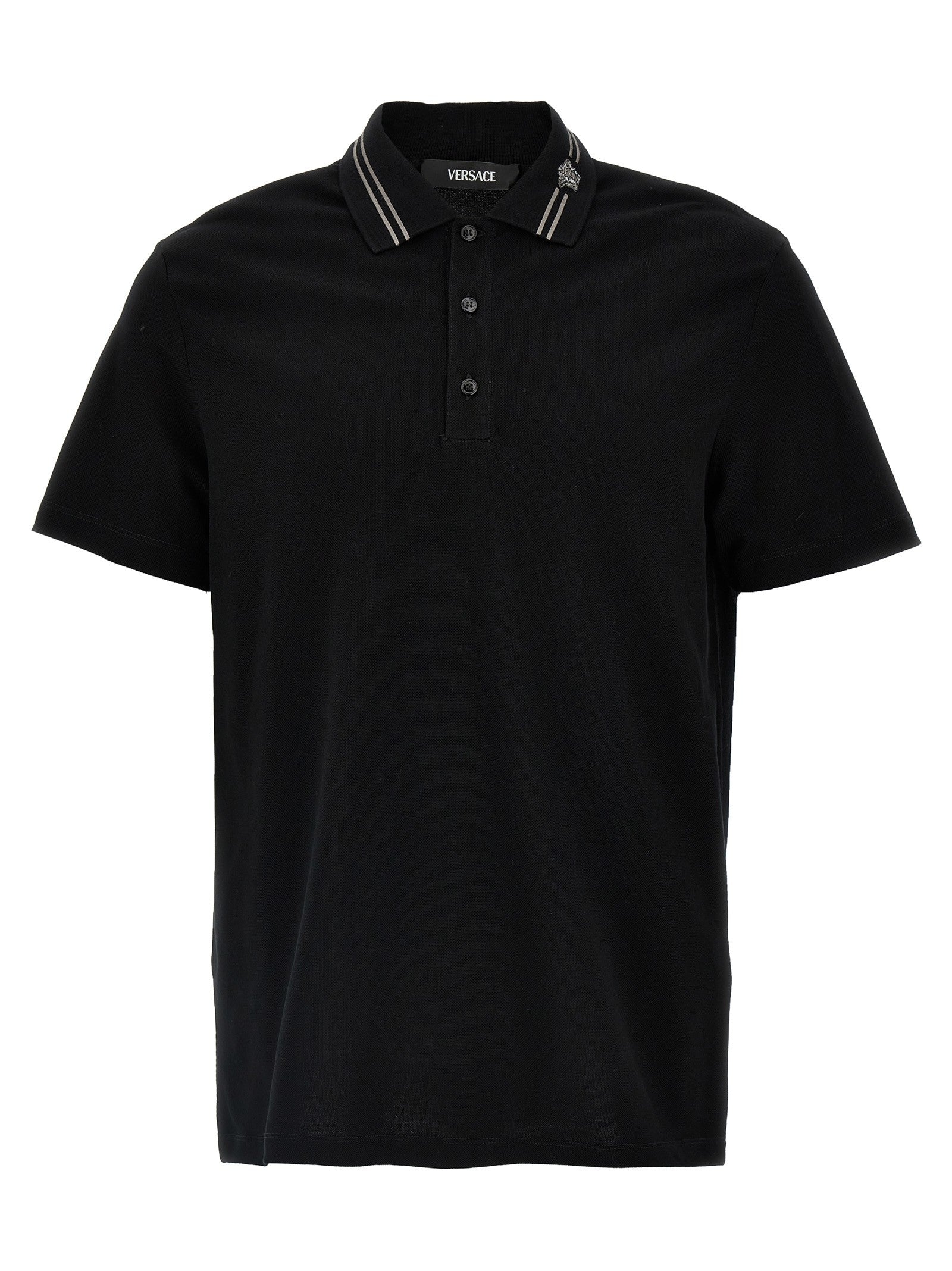 Versace Medusa Embroidery Polo Shirt Black