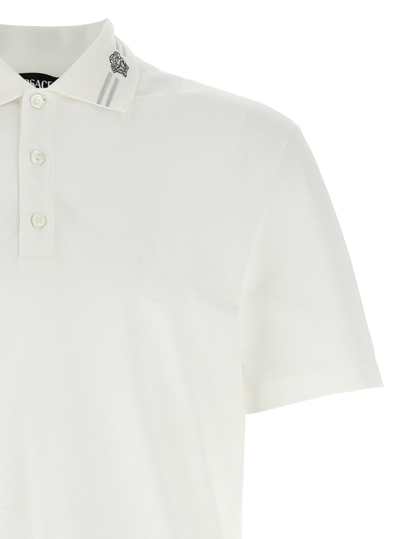 Versace Medusa Embroidery Polo Shirt White