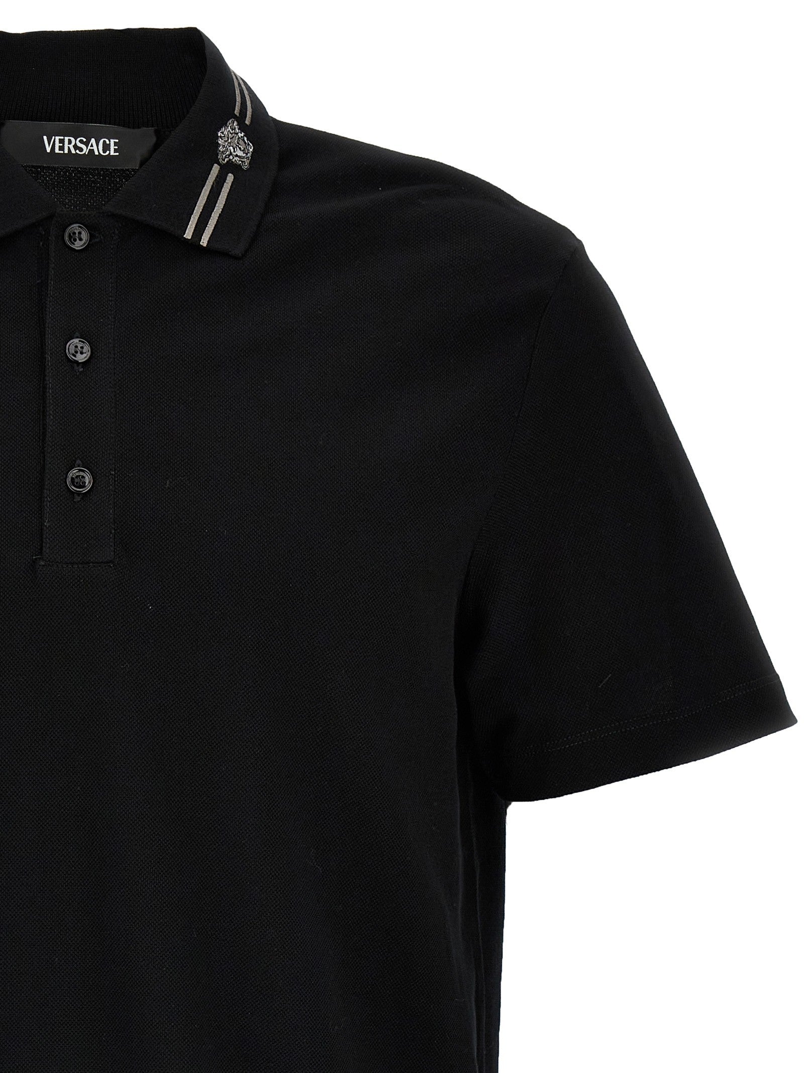 Versace Medusa Embroidery Polo Shirt Black