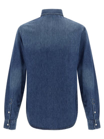 Versace Medusa Patch Shirt Blue