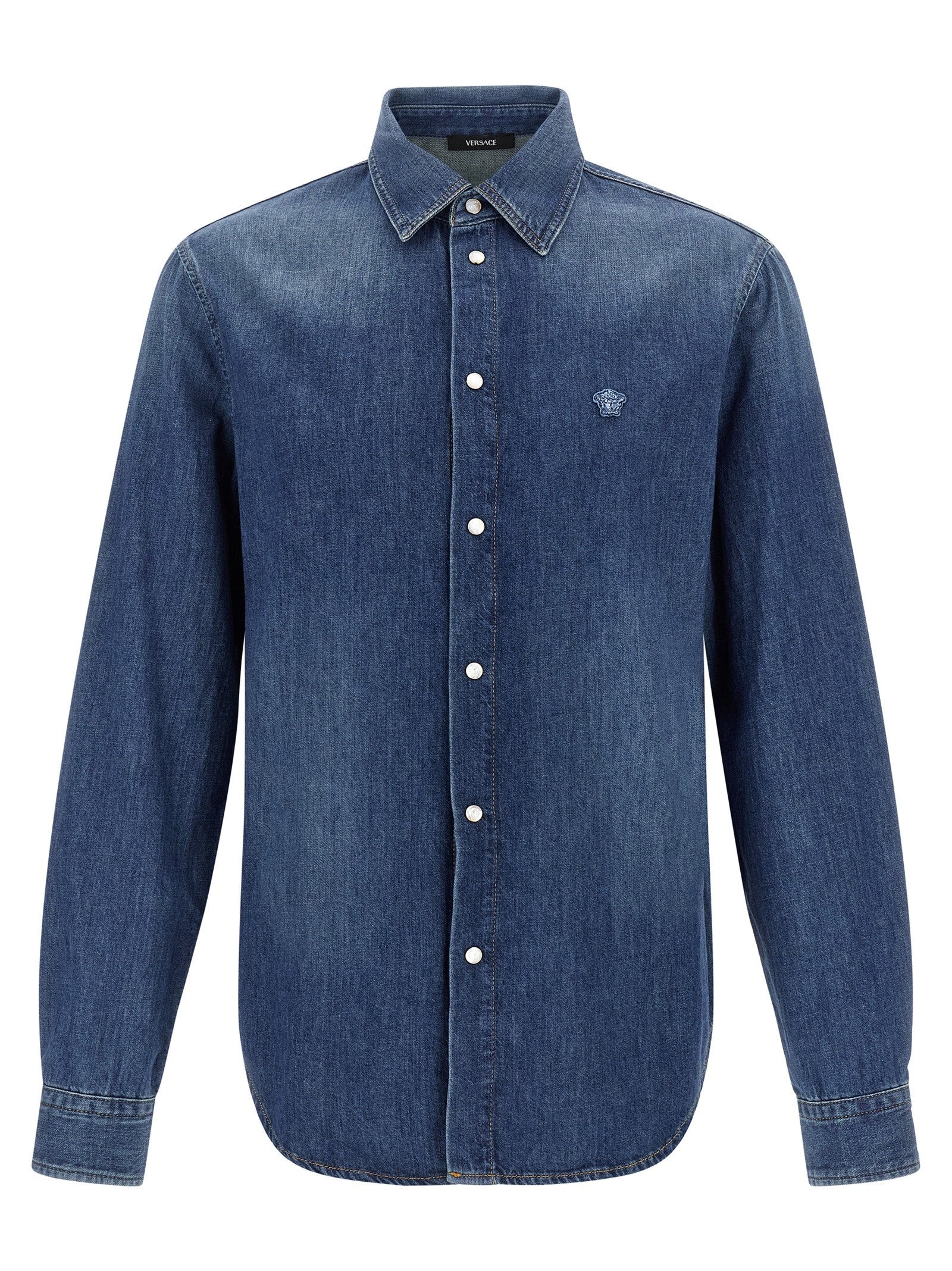 Versace Medusa Patch Shirt Blue