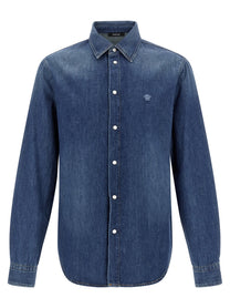 Versace Medusa Patch Shirt Blue