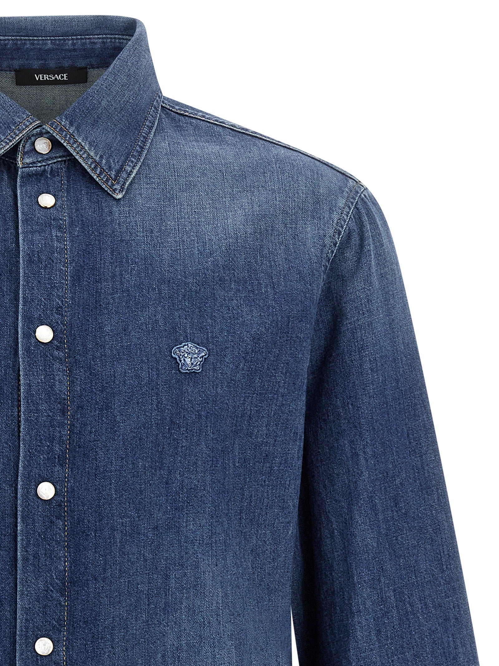Versace Medusa Patch Shirt Blue