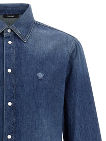 Versace Medusa Patch Shirt Blue