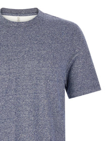 Brunello Cucinelli Mélange Linen Blend Shirt Blue