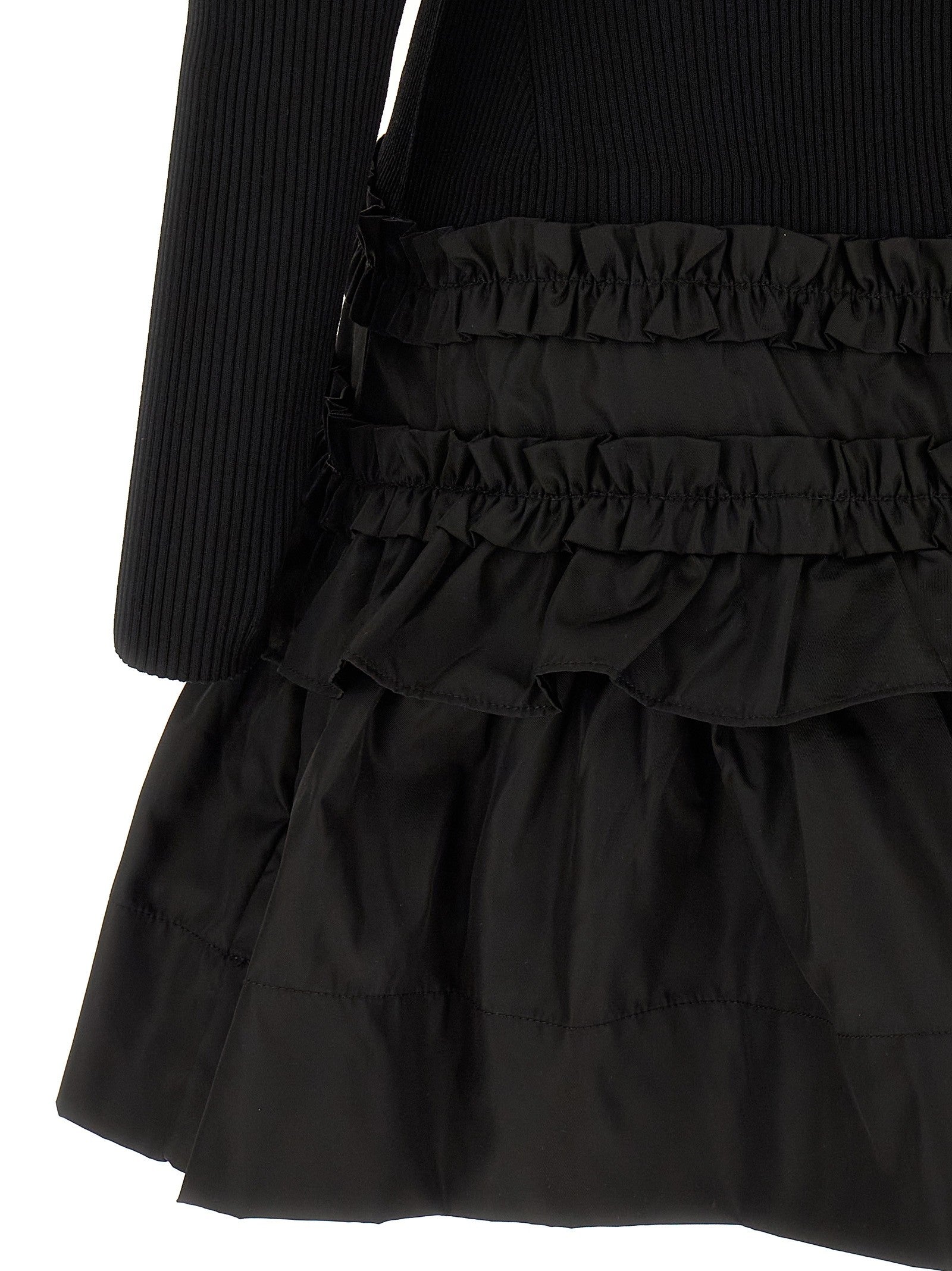 Ganni Melange Rib Knit Mini Dress Black