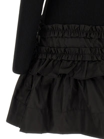 Ganni Melange Rib Knit Mini Dress Black