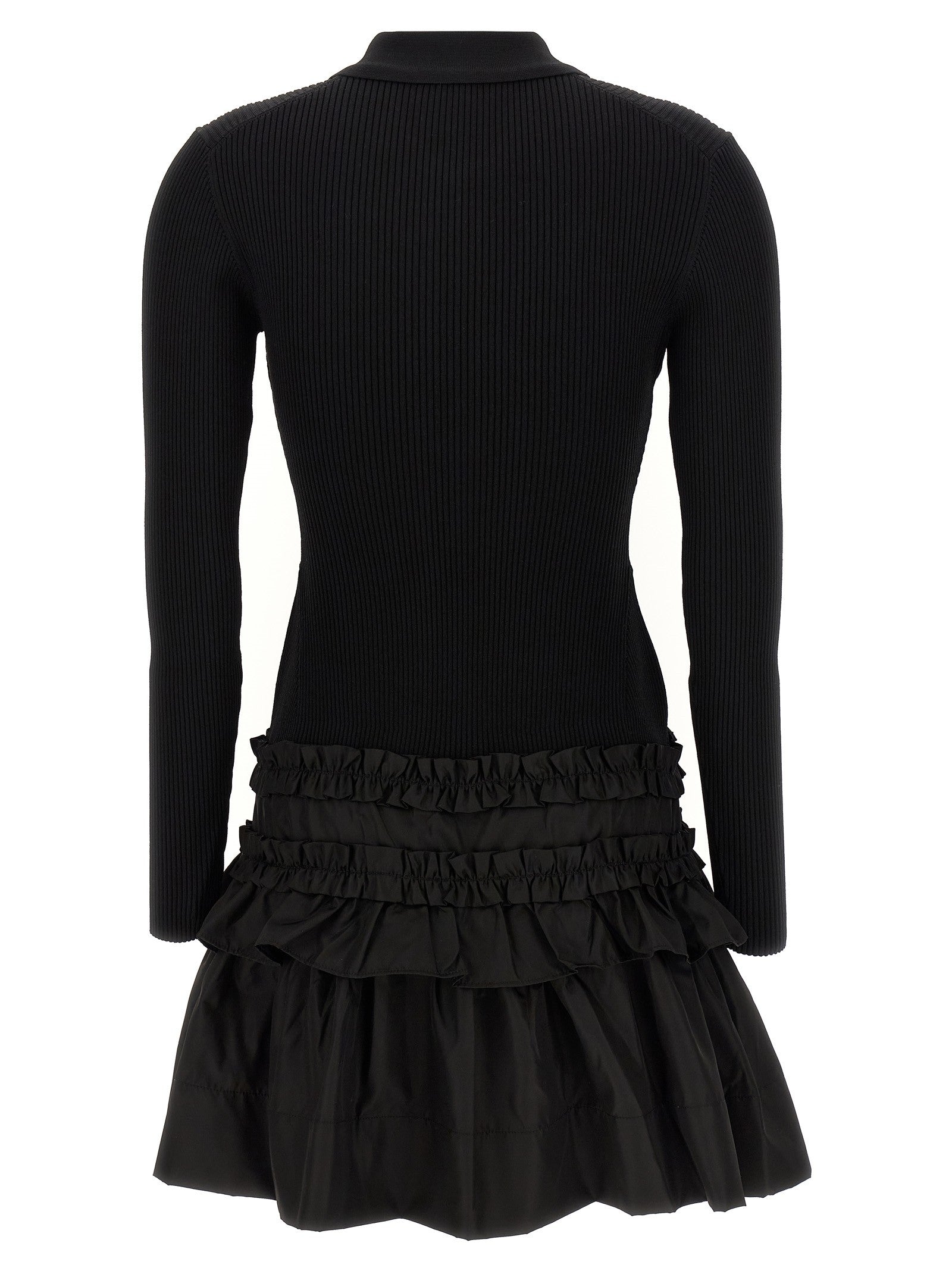 Ganni Melange Rib Knit Mini Dress Black