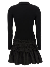 Ganni Melange Rib Knit Mini Dress Black