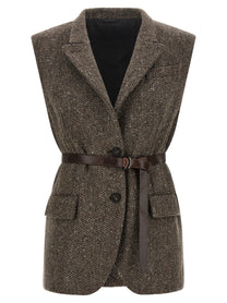 Brunello Cucinelli Women's Sleeveless Blazer Black