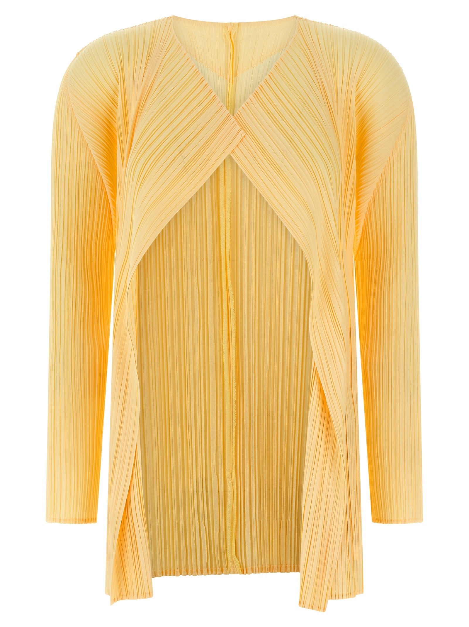 Pleats Please Issey Miyake Mellow Pleats Cardigan Yellow