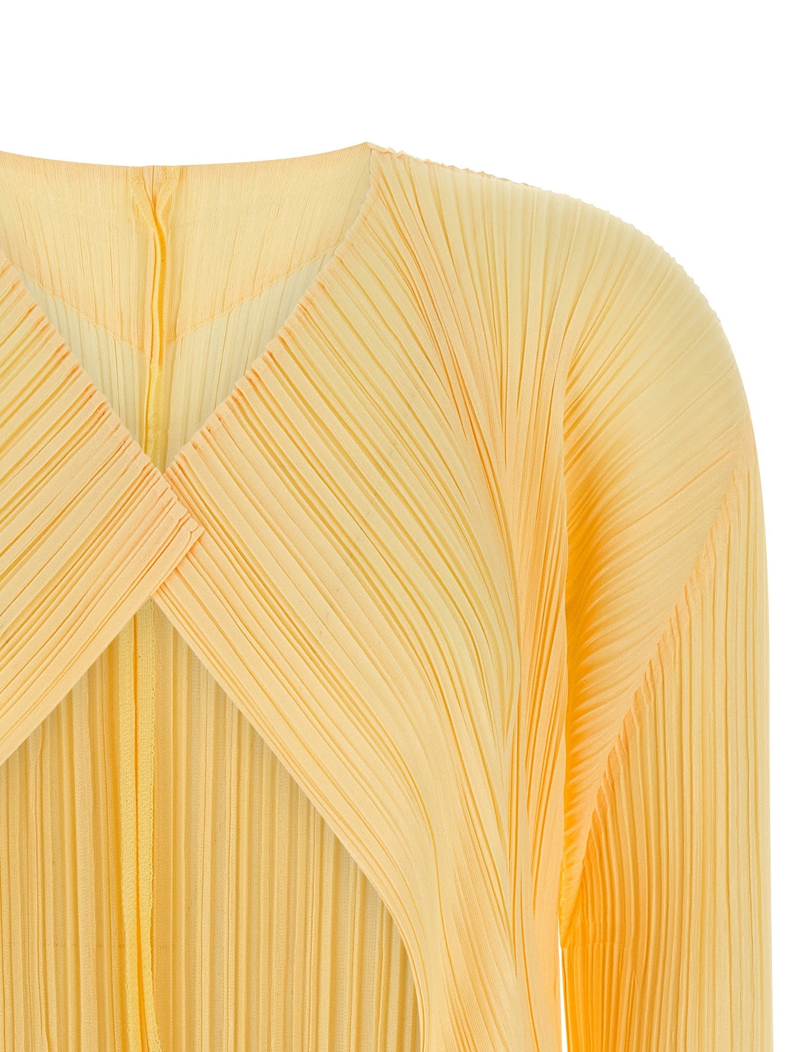 Pleats Please Issey Miyake Mellow Pleats Cardigan Yellow